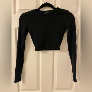 Black Zara long sleeve crop